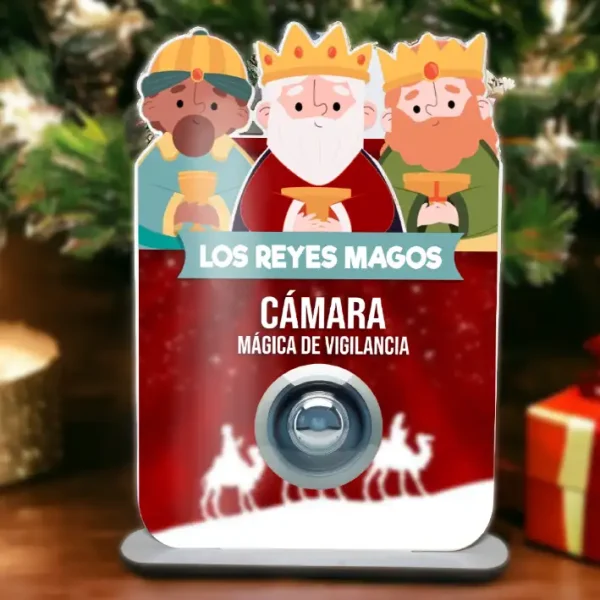 Cámara de vigilancia de los Reyes Magos. Con texto. LOS REYES MAGOS. Cámara de vigilancia mágica.