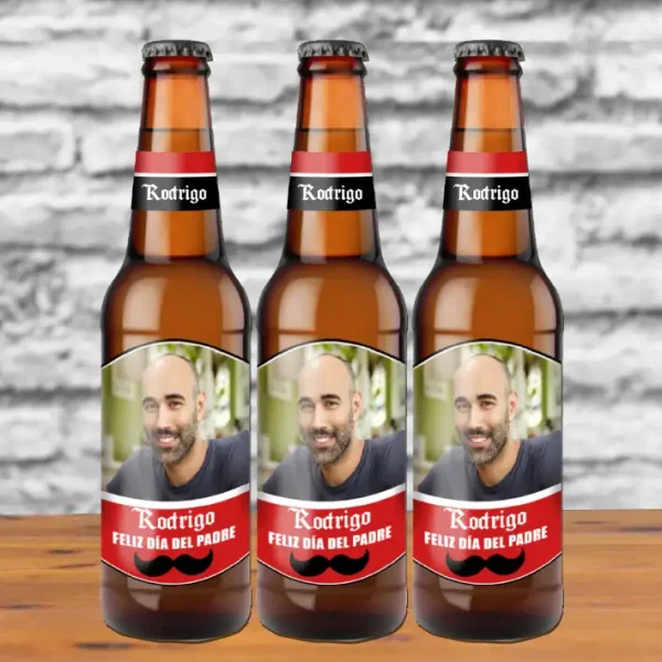 3 Cervezas personalizadas para el día del padre. Con foto y texto.