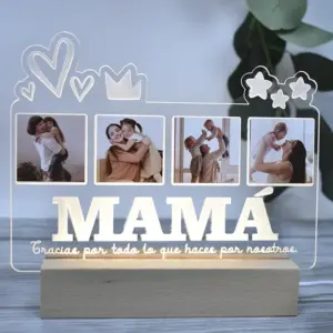 Lámpara con 4 fotos Para regalar a Mamá.