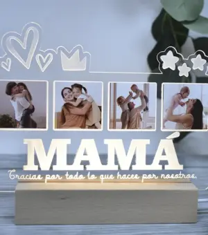 Lámpara con 4 fotos Para regalar a Mamá.