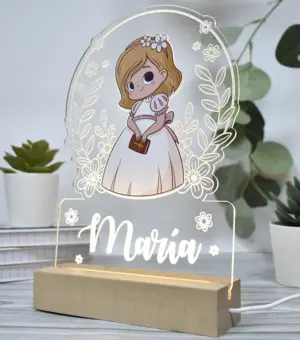 Lámpara personalizada para niña de Comunión.