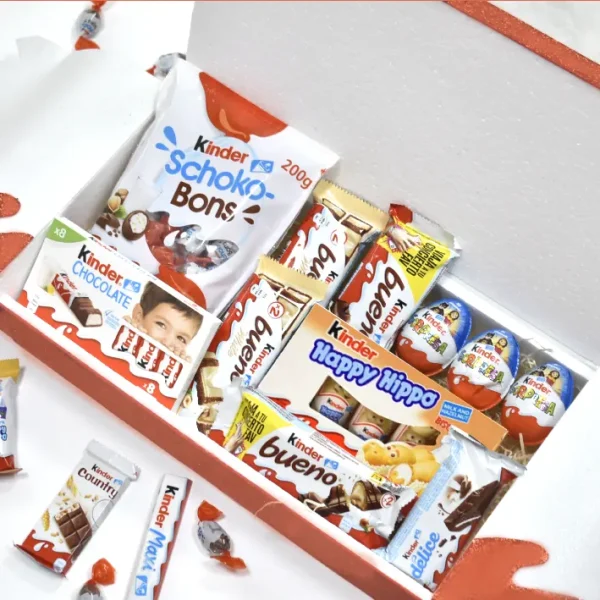 Caja en forma de Kinder Bueno Gigante rellena de chocolates.