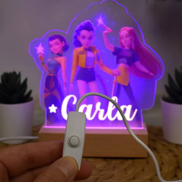 Lámpara Personalizada Led con nombre. Interruptor.