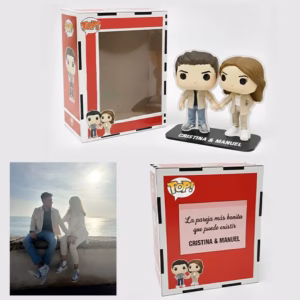 Figura tipo Funko personalizada para pareja. Figura creada a partir de una imagen real.