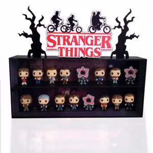 Expositor para mini Funkos de Kinder Joy Stranger Things. Con los mini Funkos expuestos.