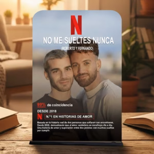 Placa Netflix personalizada de madera con vinilo impreso, regalo personalizado para pareja con envío gratis 24 horas en España