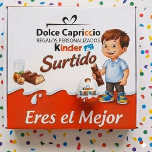 Surtido Kinder 30 piezas "Eres el Mejor" con productos distribuidos artísticamente.