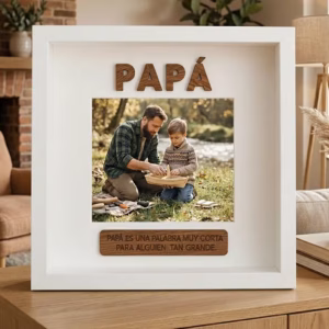 Marco personalizado para el Día del Padre con espacio para foto, regalo original para papá