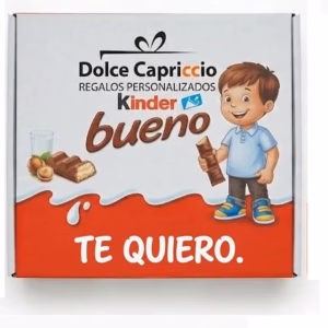 Estuche premium de chocolates Kinder personalizado con la frase Te Quiero y surtido de 30 piezas Ferrero.