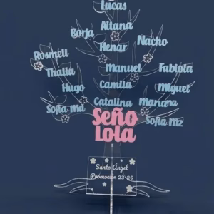Árbol metacrilato profesoras personalizado con nombres alumnos.