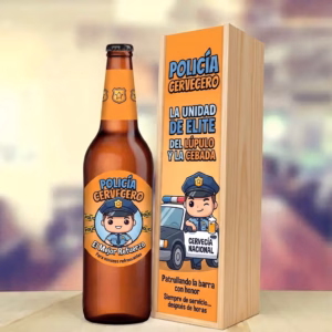 Caja de cerveza XXL regalo para policía en estuche de madera de pino
