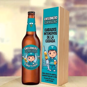 Caja de cerveza XXL regalo para enfermero en estuche de madera de pino