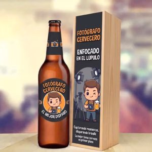 Caja de cerveza XXL regalo para fotógrafo en estuche de madera de pino