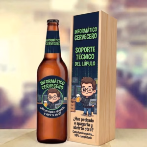 Caja de cerveza XXL regalo para informático en estuche de madera de pino