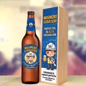 Caja de cerveza XXL regalo para ingeniero en estuche de madera de pino