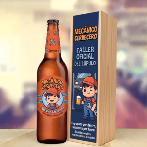 Caja de cerveza XXL regalo para mecánico en estuche de madera de pino