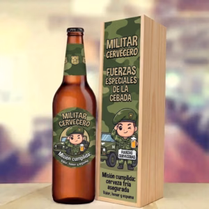 Caja de cerveza XXL regalo para militar en estuche de madera de pino