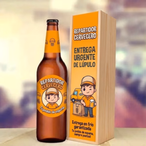 Caja de cerveza XXL regalo para repartidor en estuche de madera de pino