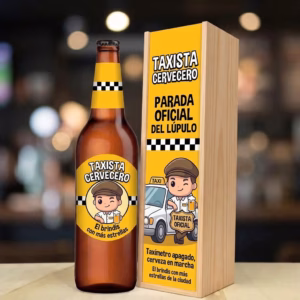 Caja de cerveza XXL regalo para taxista en estuche de madera de pino