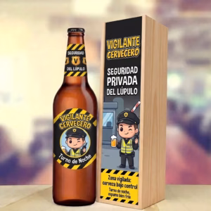 Caja de cerveza XXL regalo para vigilante de seguridad en estuche de madera de pino