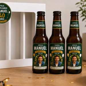 Estuche regalo de cerveza para cumpleaños con 3 botellines