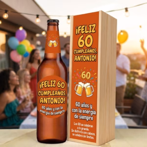 Caja de cerveza XXL regalo para 60 cumpleaños en estuche de madera de pino