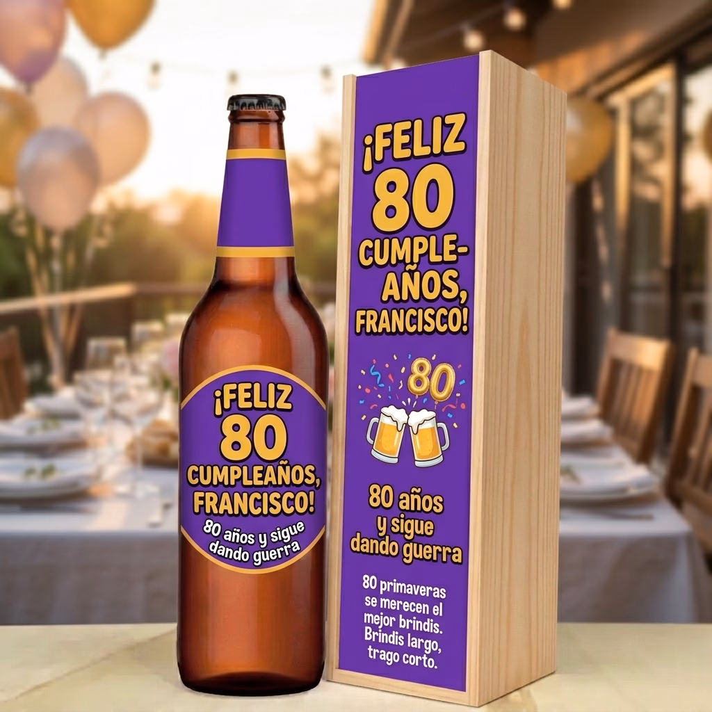 Caja de cerveza XXL regalo para 80 cumpleaños en estuche de madera de pino