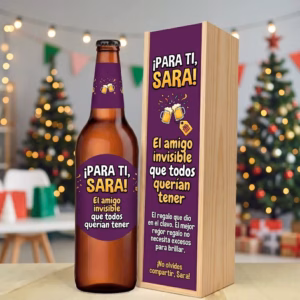 Caja de cerveza XXL regalo para amigo invisible en estuche de madera de pino