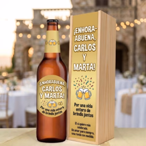 Caja de cerveza XXL regalo para bodas en estuche de madera de pino