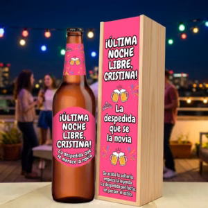 Caja de cerveza XXL regalo para despedida de soltera en estuche de madera de pino