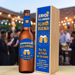 Caja de cerveza XXL regalo para fin de carrera en estuche de madera de pino