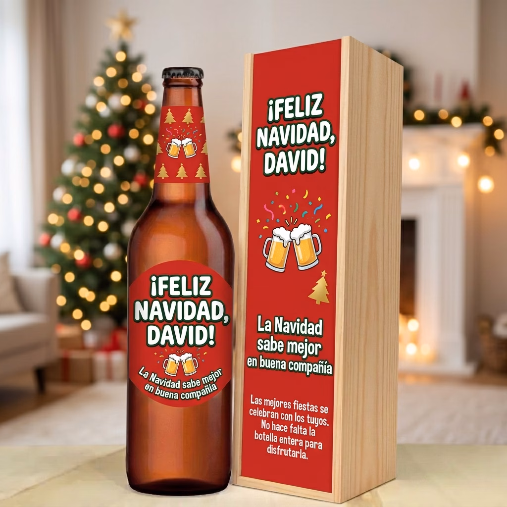 Caja de cerveza XXL regalo para navidad en estuche de madera de pino
