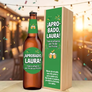 Caja de cerveza XXL regalo para oposiciones aprobadas en estuche de madera de pino