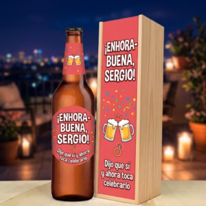Caja de cerveza XXL regalo para pedida de mano en estuche de madera de pino