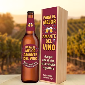 Caja de cerveza XXL regalo para amantes del vino en estuche de madera de pino