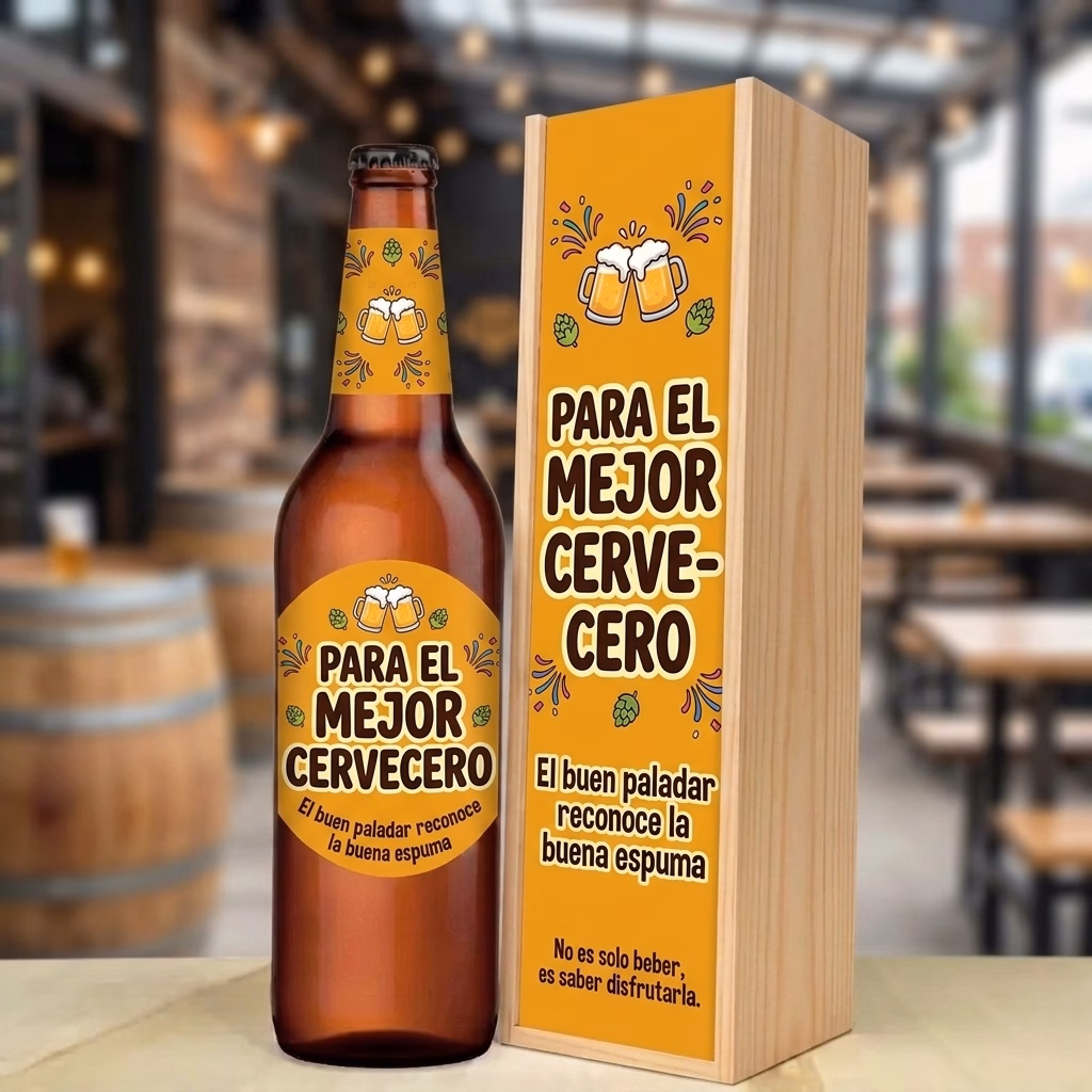 Caja de cerveza XXL regalo para cerveceros en estuche de madera de pino
