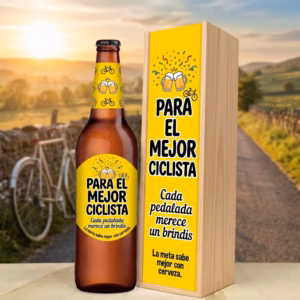Caja de cerveza XXL regalo para ciclistas en estuche de madera de pino