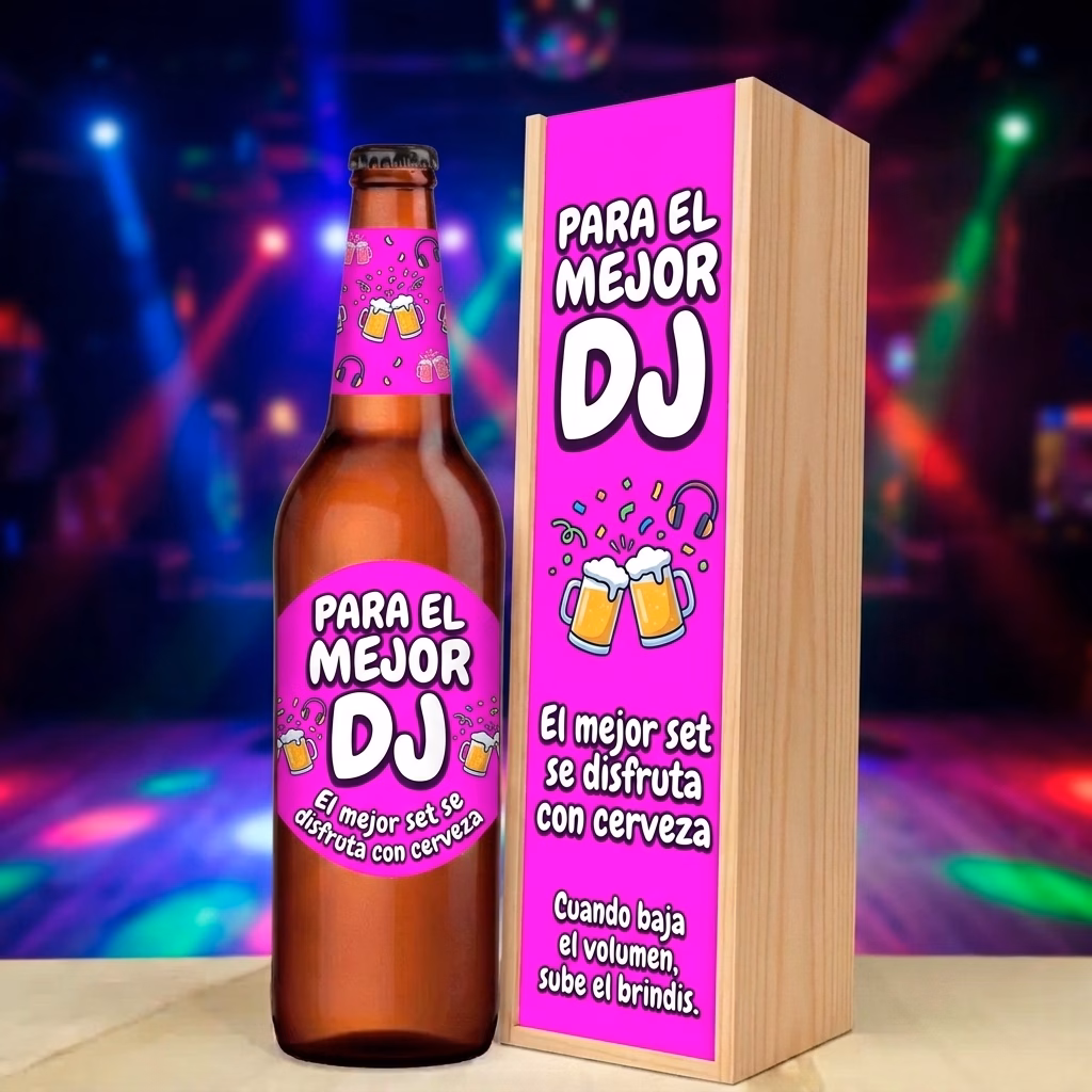 Caja de cerveza XXL regalo para djs en estuche de madera de pino