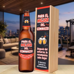 Caja de cerveza XXL regalo para gimnasio en estuche de madera de pino