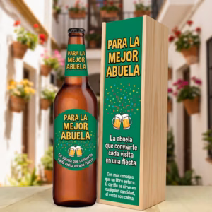 Caja de cerveza XXL regalo para abuela en estuche de madera de pino