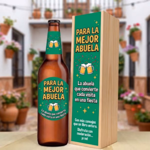 Caja de cerveza XXL regalo para abuela en estuche de madera de pino