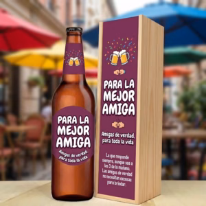 Caja de cerveza XXL regalo para amiga en estuche de madera de pino