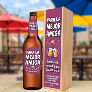 Caja de cerveza XXL regalo para amiga en estuche de madera de pino