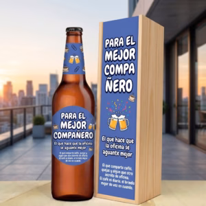 Caja de cerveza XXL regalo para compañero de trabajo en estuche de madera de pino