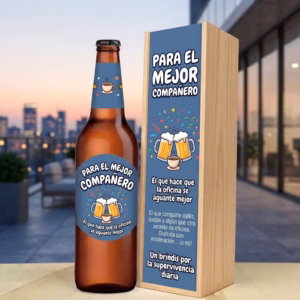 Caja de cerveza XXL regalo para compañero de trabajo en estuche de madera de pino