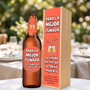 Caja de cerveza XXL regalo para cuñada en estuche de madera de pino