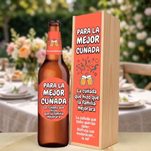 Caja de cerveza XXL regalo para cuñada en estuche de madera de pino
