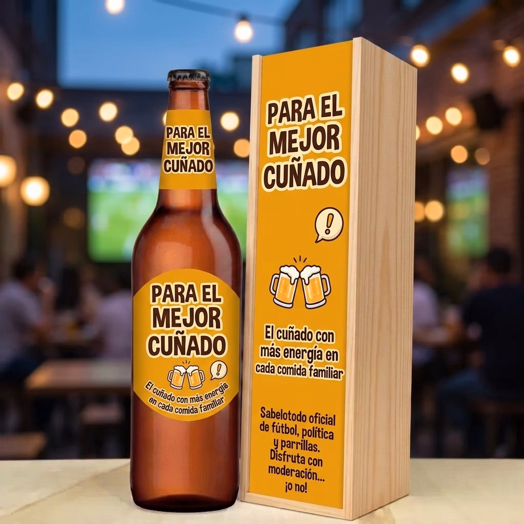 Caja de cerveza XXL regalo para cuñado en estuche de madera de pino