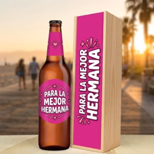 Caja de cerveza XXL regalo para hermana en estuche de madera de pino