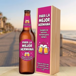 Caja de cerveza XXL regalo para hermana en estuche de madera de pino